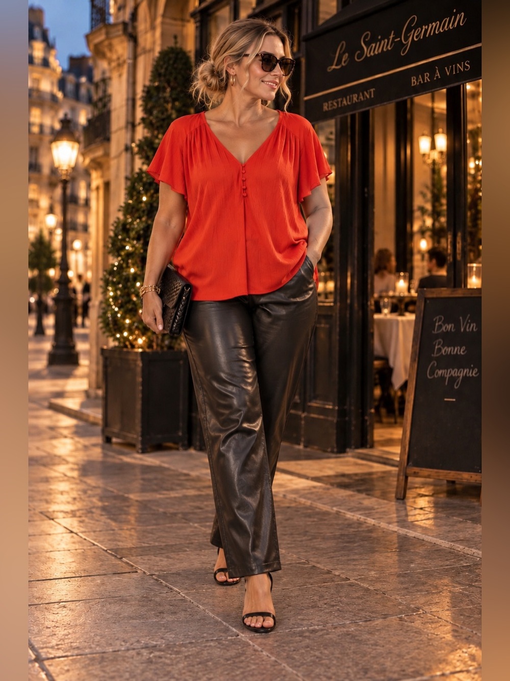 Addition Elle Black Faux Leather Straight-Leg Pants